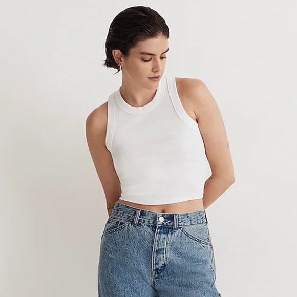 Madewell Tops - Madewell Brightside Crop Tank in White, Size Small